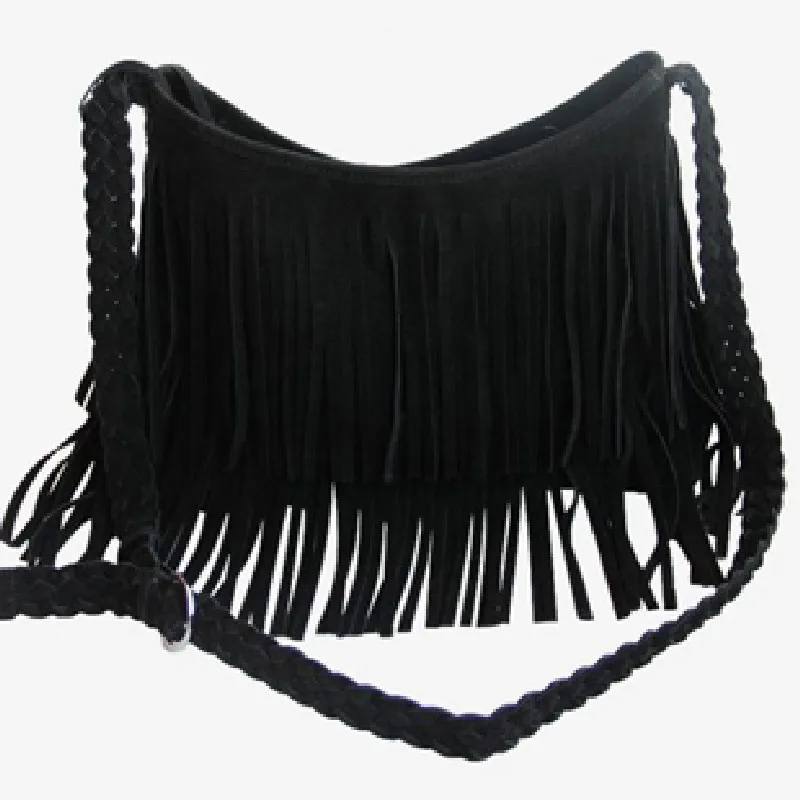 Fashion Retro Faux Suede Fringe Women Messenger Bags Tote New Handbag Tassel Shoulder Handbags Crossbody Bag Tassel Bucket