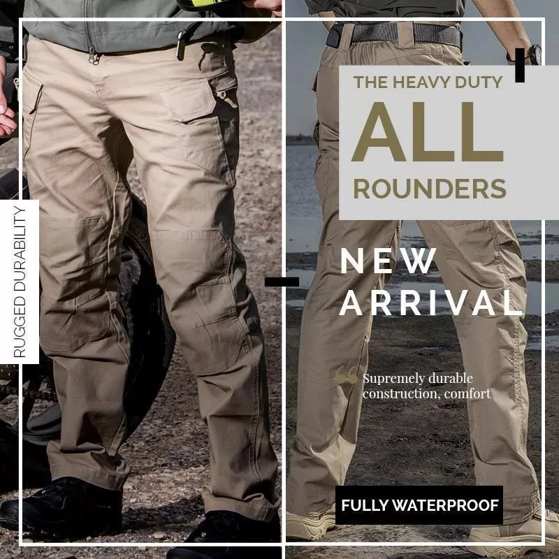 

Tactical Waterproof Pants SWAT Combat Army Trousers Many Pockets Waterproof Wear Resistant Casual Cargo Pants Men 2022