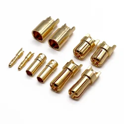 Amass 50pcs 2mm 3mm 3.5mm 4mm 5mm 5.5mm 6mm 8mm Banana Plug Connector Plated Gold Cobre puro Brushless Motor Bullet  ESC