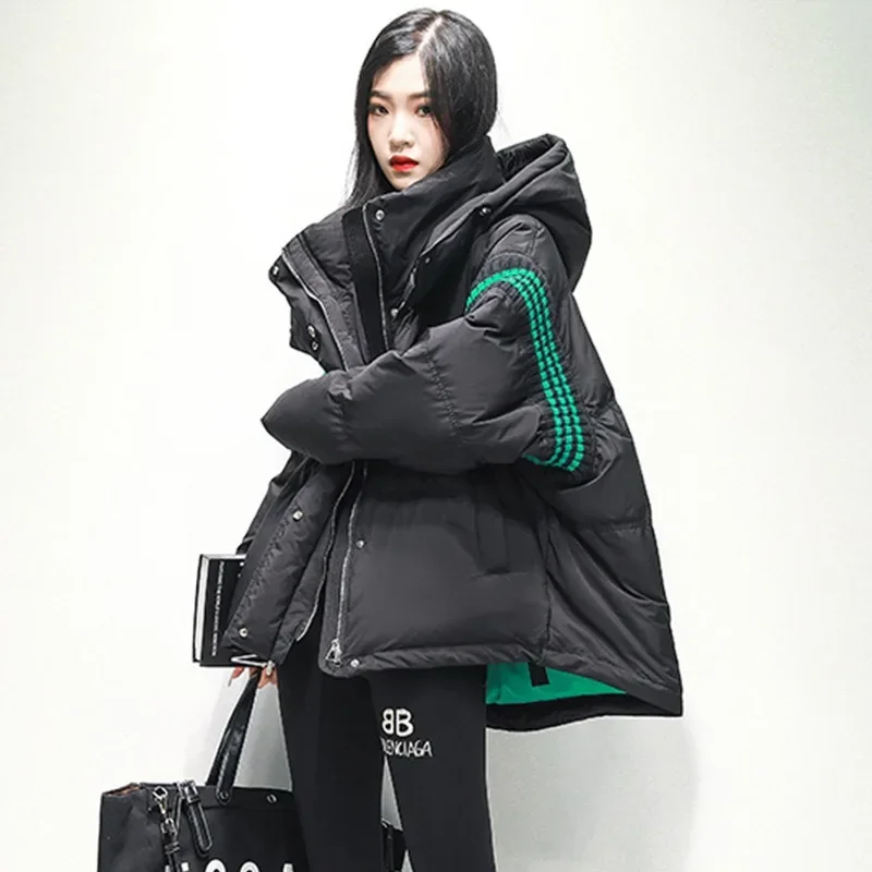 Imagem -03 - Jaqueta de Comprimento Médio Feminina Cabolsa de Inverno Parka Versão Parkas Solta Outwear Grosso Moda com Capuz Sobretudo Versátil Novo 2023