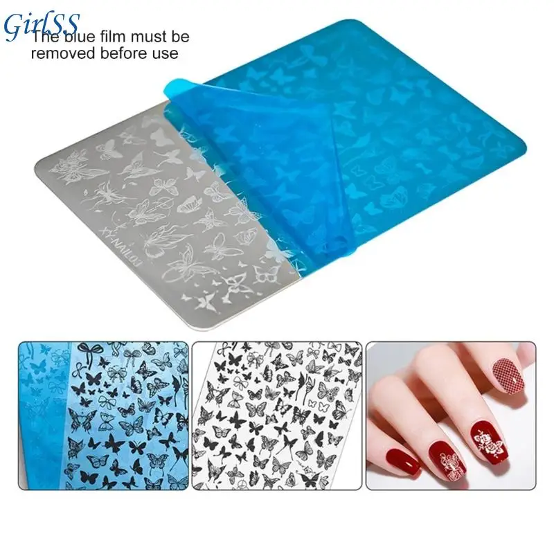 Professional Steel Stamping Plate Floral Checkered Stripe Moon Designs for DIY Manicure Art Tools T4MB