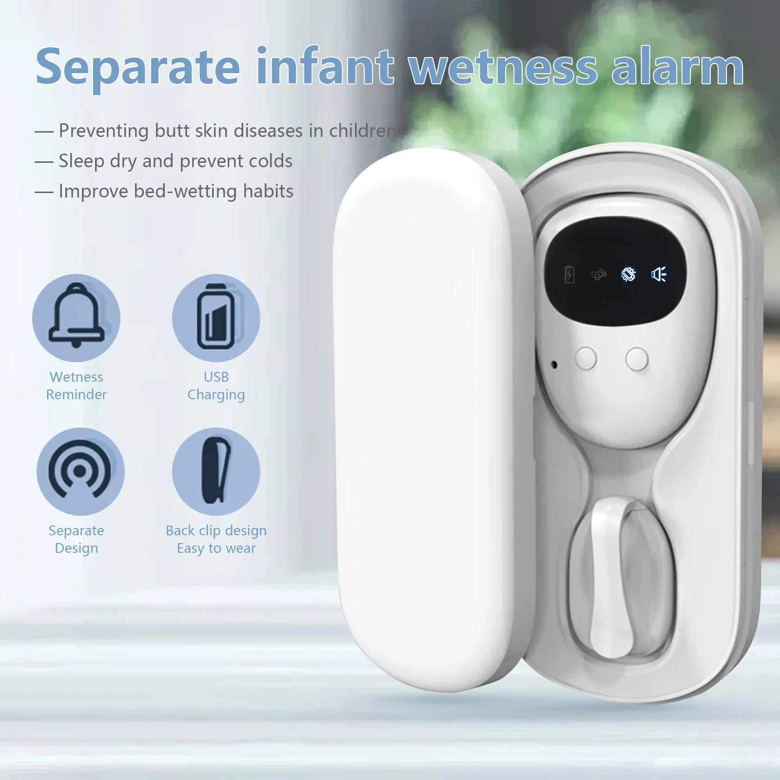 Wireless Bedwetting Alarm Pee Alarm with Receiver & Clip-on Transmitter for Kids Potty Training Elder Care Sound Reminding