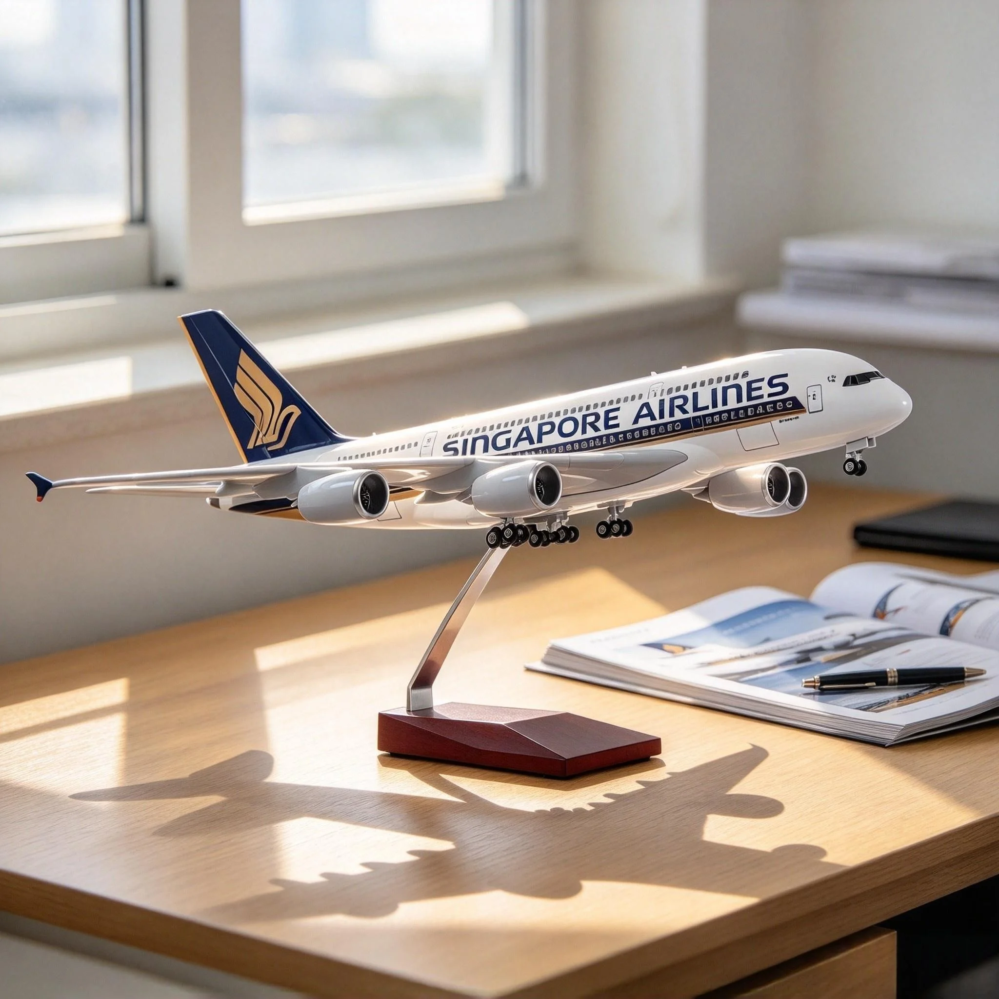 Display Air-bus A380 Singapore Airlines 47CM Scale Airplanes Resin Plastic Model Plane Building Kits With Wheel Sand Collected