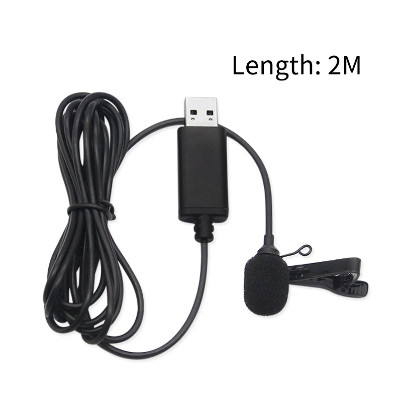 

Portable USB Mini Microphone 2m Lapel Lavalier Mic Clip-on External Buttonhole Microphones for Laptop PC Computer Recording Chat
