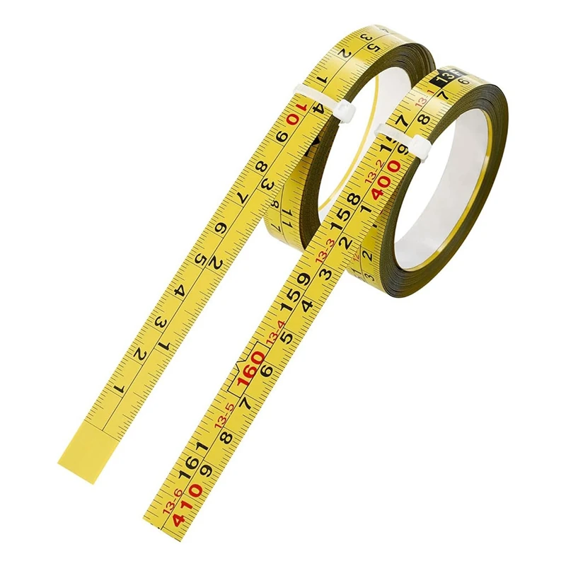 

2 Packs Steel Self-Adhesive Measuring Tape, Right To Left Reading Imperial And Metric Ruler Tape