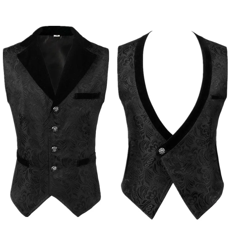 

Medieval Retro Floral Men's Slim Fit Vest British Fashion Suit Top Halloween Costume Polyester Fiber Online Exclusive