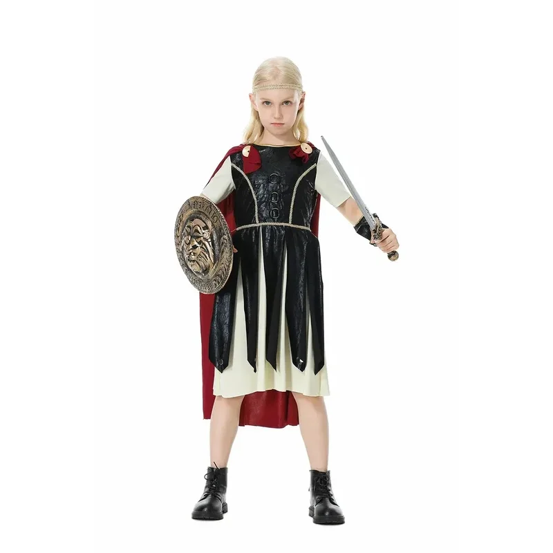 Sky03 Antike Römische Spartan Gladiator Cosplay Uniform für Jungen und Mädchen Kinder Krieger Ritter Outfit Erwachsene Spartan Krieger55Ku%