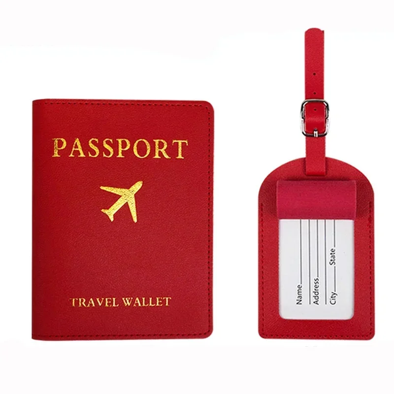 Etichetta per bagagli/copertura per passaporto Etichetta per valigie da viaggio in pelle PU unisex Etichetta per bagagli Etichette per borse da imbarco Nome ID Indirizzo Accessori