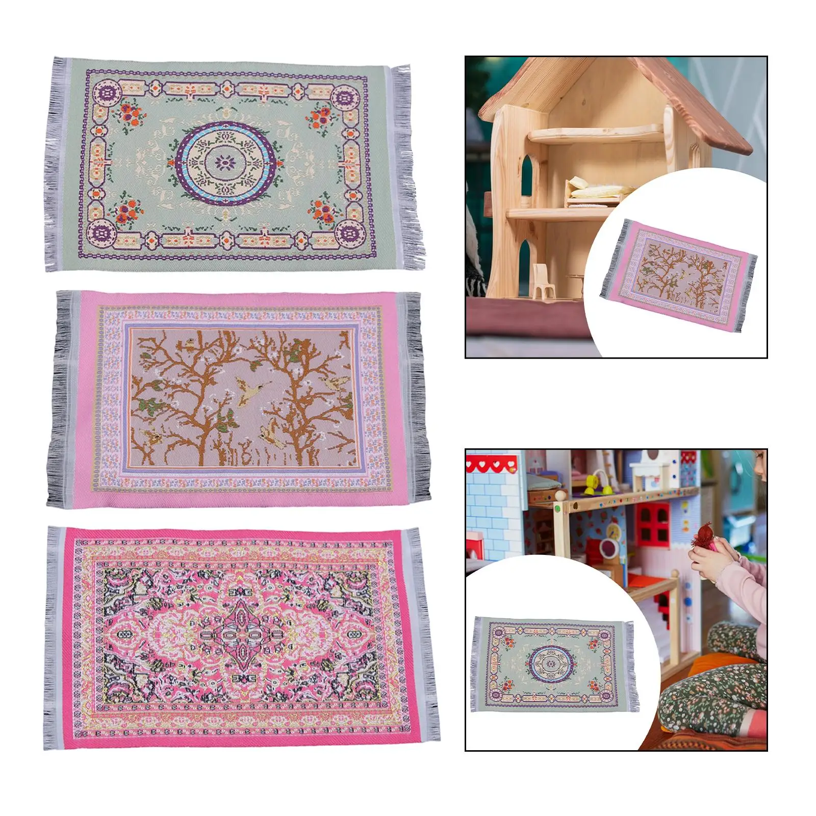 1:6 1:12 Scale Woven Rug Simulation Life Scene Furniture Accessories Mini Turkish Mat for Living Room Bedroom Home Decor