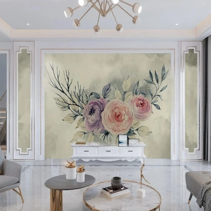 Modern Minimalist Elegant And Romantic Floral Small-Scale Watercolor Decorative Painting For Interior Design