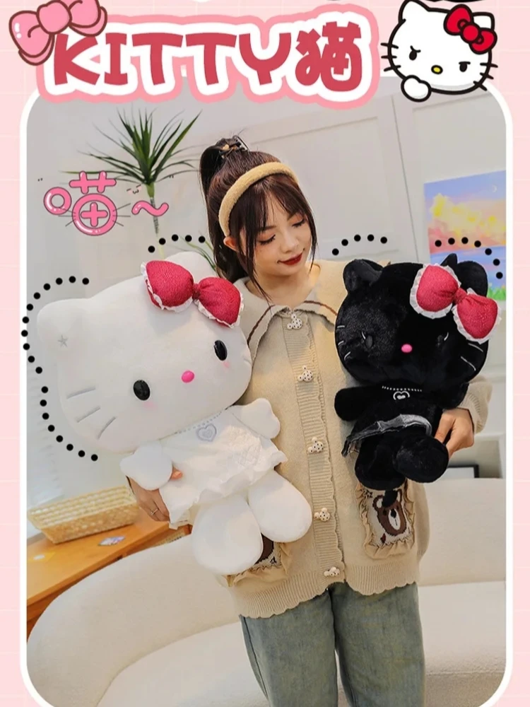 New Product Sanrio Character Dark Angel Kt Cat Hello Kitty Butterfly Pillow Plush Toy Kawaii Hello Kitty Plush Bedside Ornament