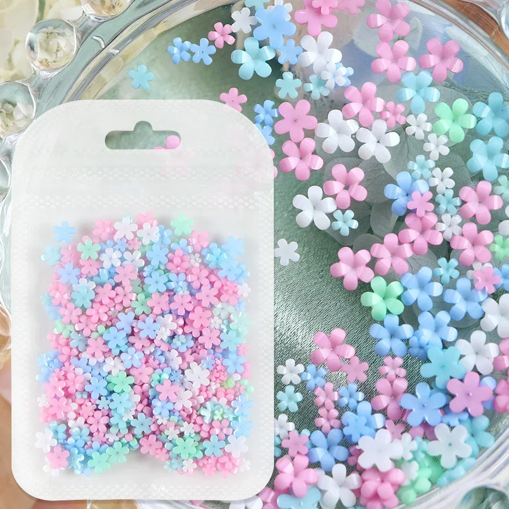 400pcs Acrylic Flower 3D Nail Art Decorations Spring Summer Resin Flower Nail Charms Design Rhinestones DIY Manicure Accessories