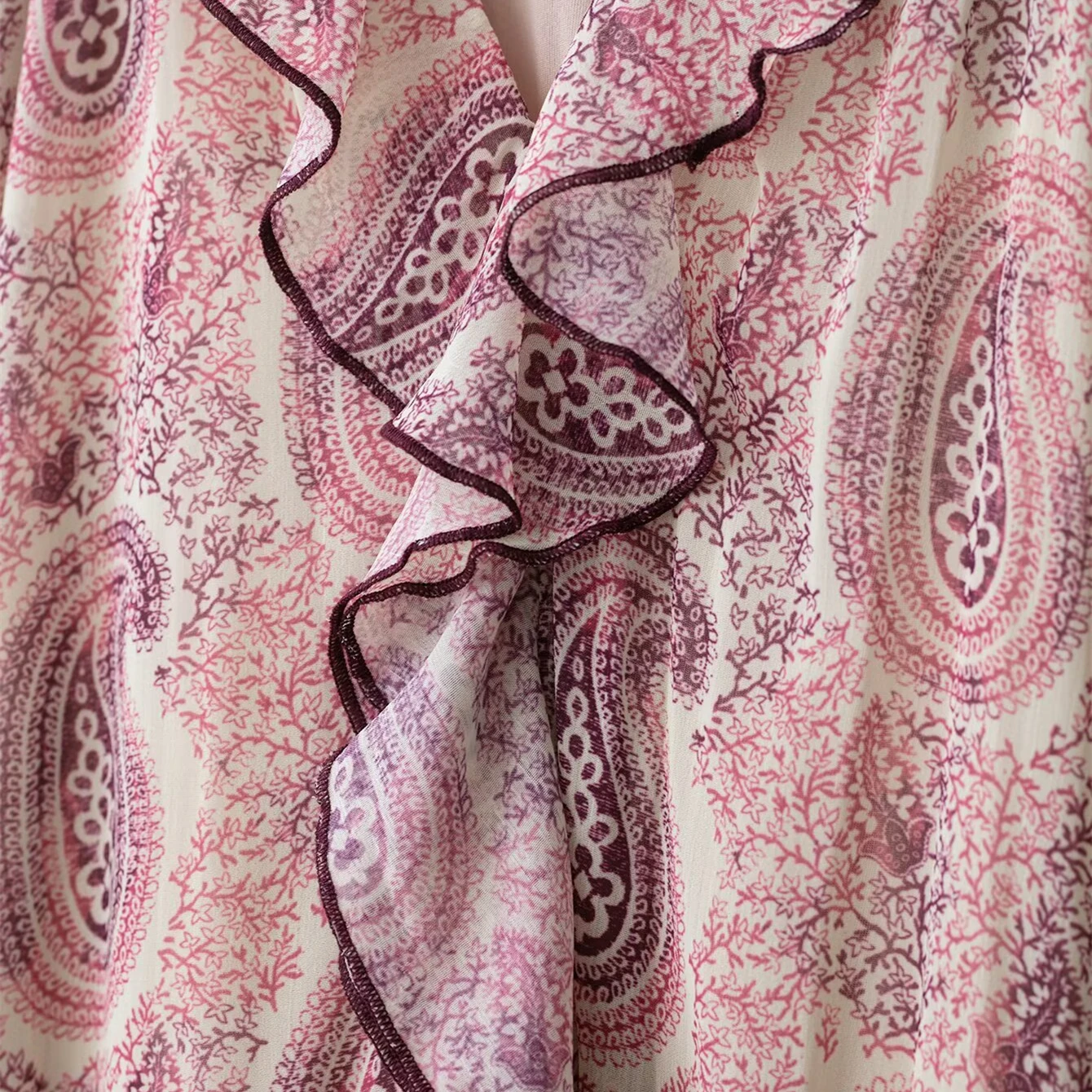 Keyanketian primavera/outono novas mulheres paisley impressão em camadas midi vestidos férias vento com decote em v manga longa solta uma linha vestido longo