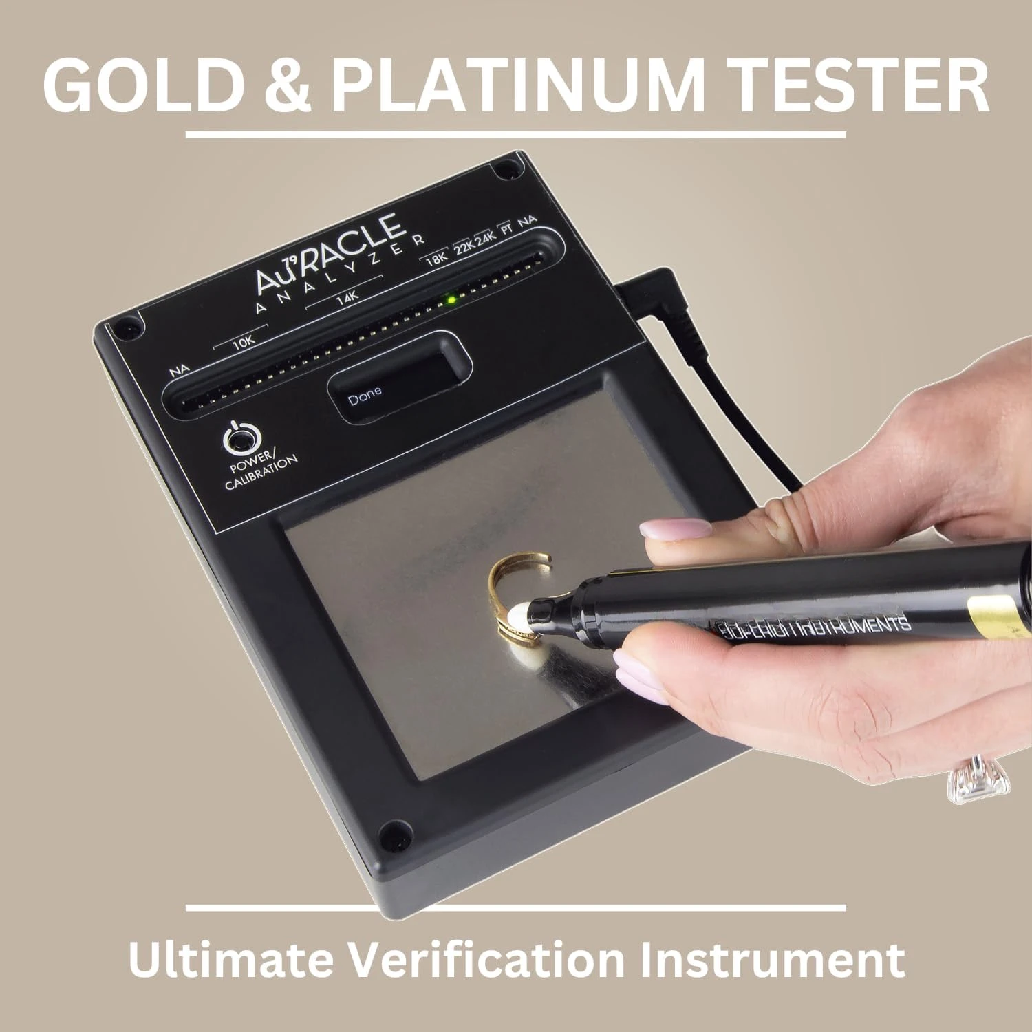 Auracle Analyzer Gold Tester | Accurate Compact Portable Electronic High Karat Gold & Platinum Tester | Precision Jewelry