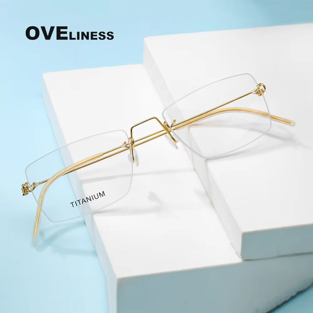 

Retro eyeglasses frames Titanium rimless glasses frame men women 2025 glasses frame eyewear spectacles