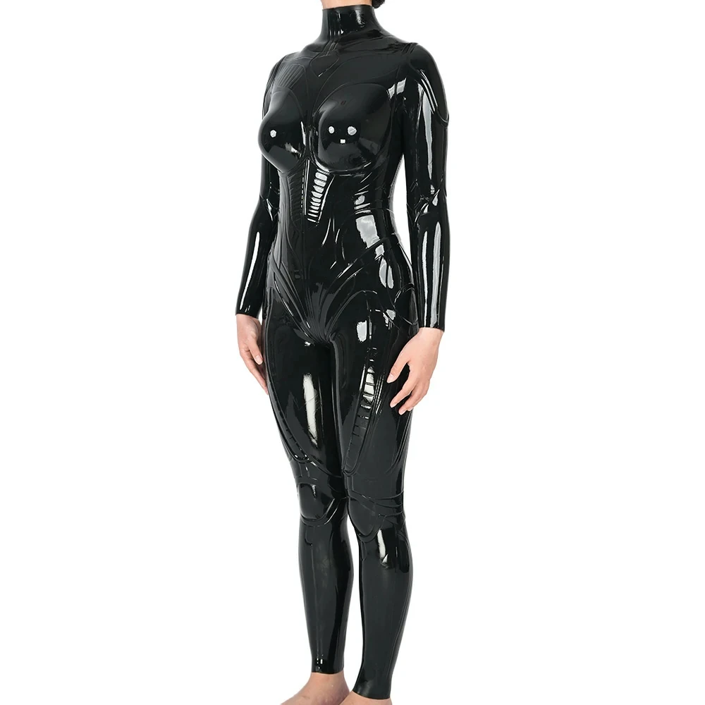 Feturax Exo Shell Silicone Neck-entry Femme Catsuit Cosplay Costumes Whole Bodysuit Punk Style Furry Fursuit Not Latex Suit