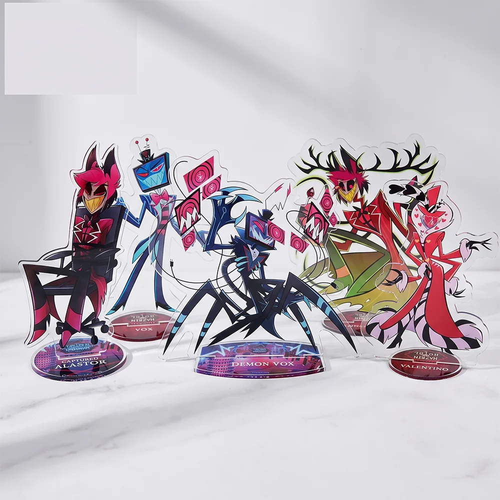 2026 New Hazbin Hotel Black Balloon Ver LUCIFER Alastor Vox Vincent 10&15CM Acrylic Stand Keychain Desk Decor Gifts For Fans