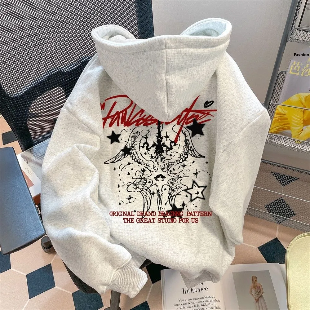 

Толстовка большого размера с принтом-надписью, на флисовой подкладке, для осени и зимы, повседневная, дышащая, влагоотводящая