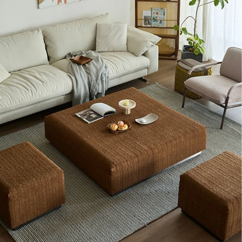 

Woven sofa matching coffee table original replica cowhide material minimalist design