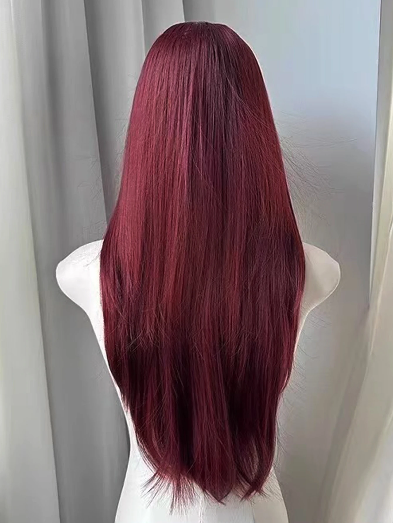 Red Wig Long Straight Lace Front Wig for Woman Nature Synthetic Lace Wigs for Cosplay Daily Use Heat Resistant Headband Wigs image 3