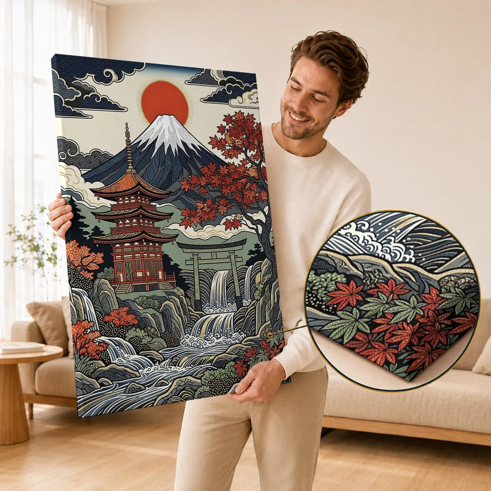 Ukiyo E Art Canvas Painting Posters Detailed Heritage Style Wall Decor With Personalized Photo For Study Ideal Craft Lover Gift