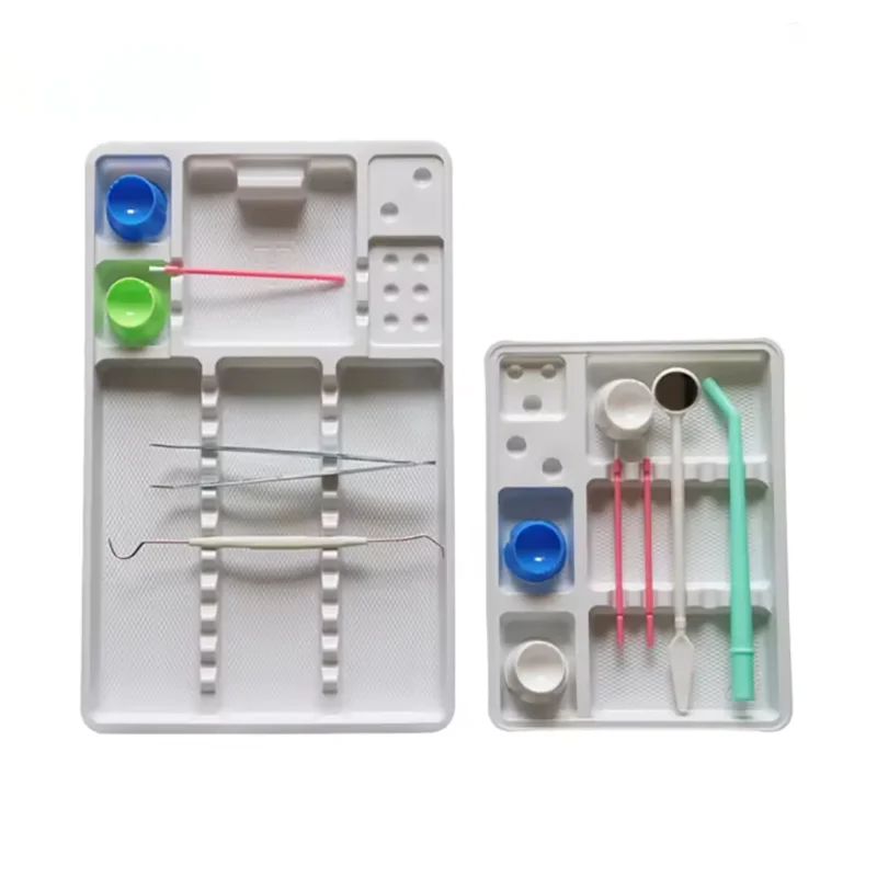 Bandeja de instrumentos desechable Dental, bandeja blanca quirúrgica de plástico para odontología, almacenamiento de colocación segregada, herramientas de consumibles bucales, 10 Uds.