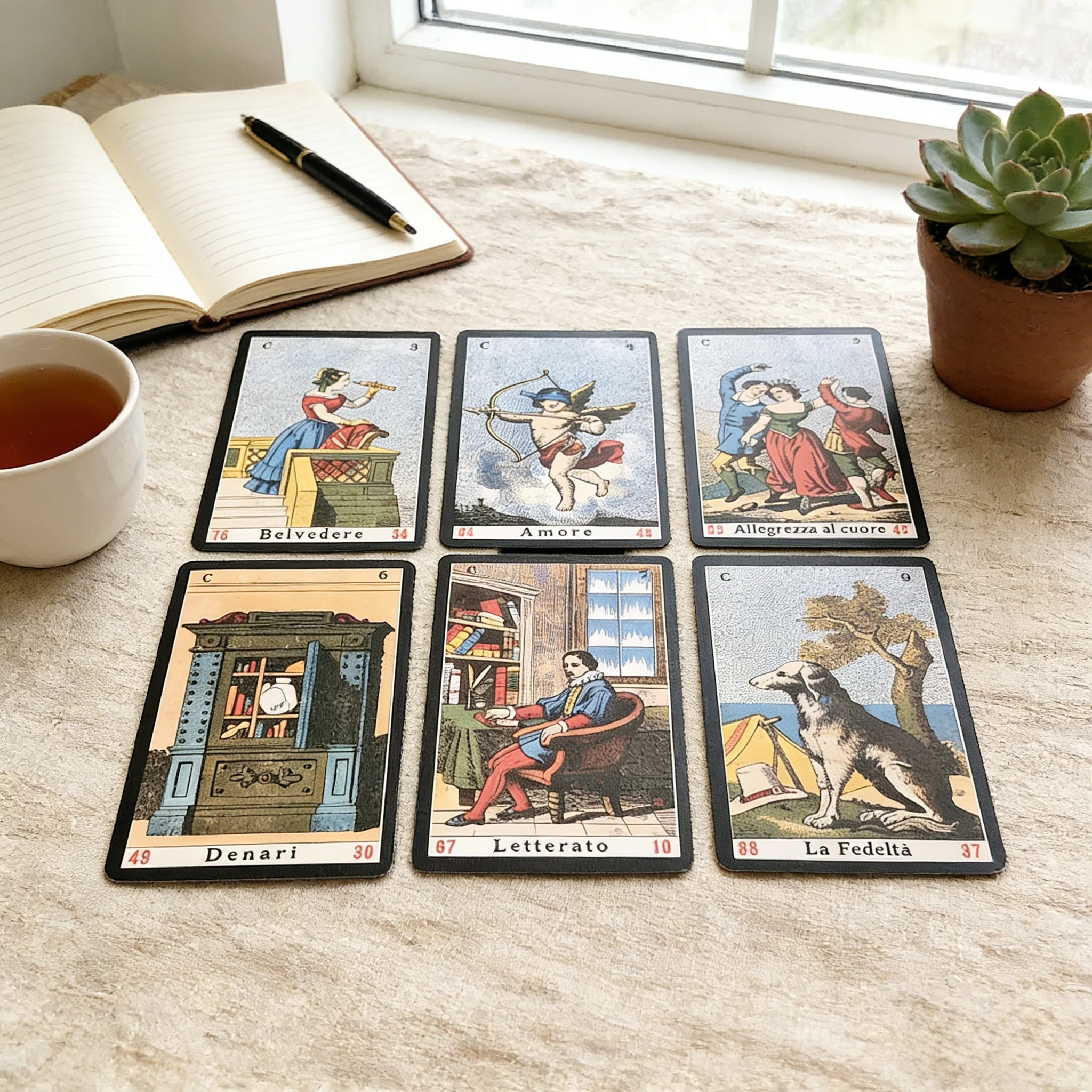 52 Stück Oracle Sibyl-Karten 9 x 6 cm – klassisches italienisches Sibilla-Deck für Wahrsagerei, Spiritualität, Partyspiel, Geburtstagsgeschenk