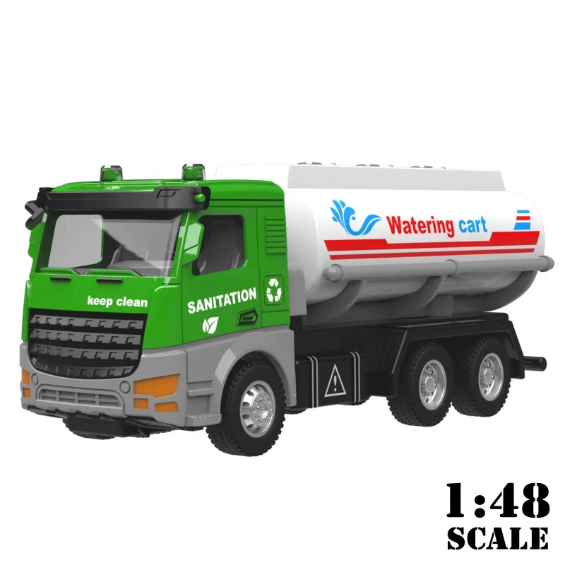 MQUDUO 1:48 Scale Die Cast Water Truck Model, Green Alloy Utility Tanker Vehicle for Desktop Collection and Vehicle Display