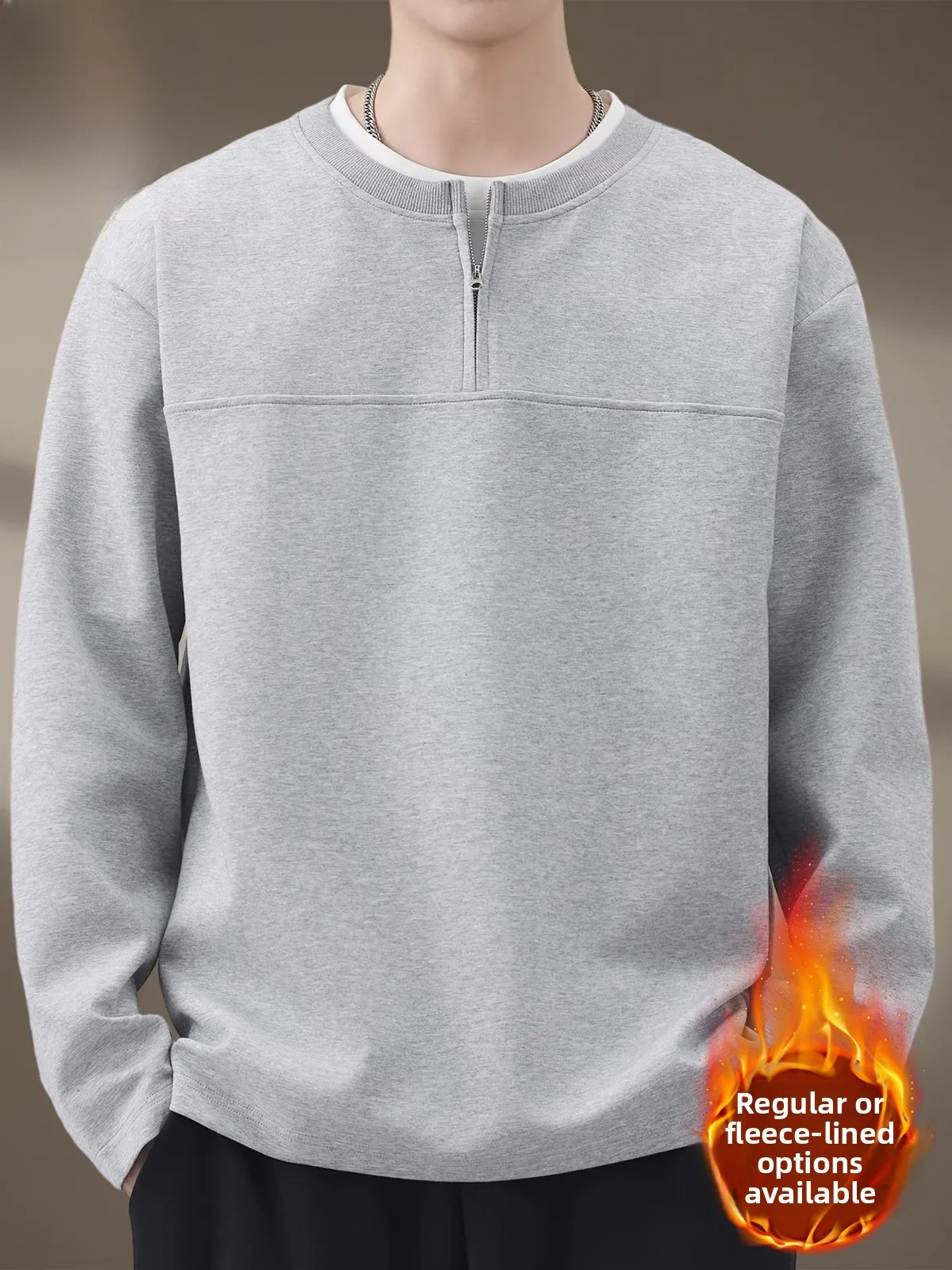 

Men's round Ne Long Sve T-irt Casual Basic irt Pure Color Loose Fit Autumn Faion Youthful Cotton Polyester...