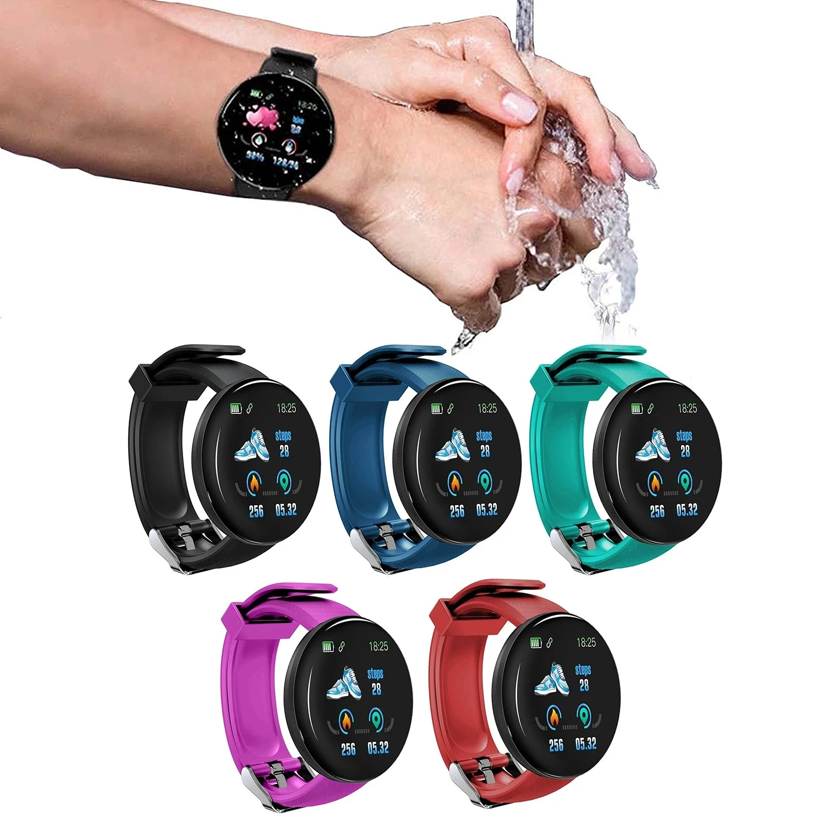 

D18 Smart Bracelet Color round Screen Heart Rate Blood Pressure Sleep Monitoring Pedometer Sports Fitness Smart Watch