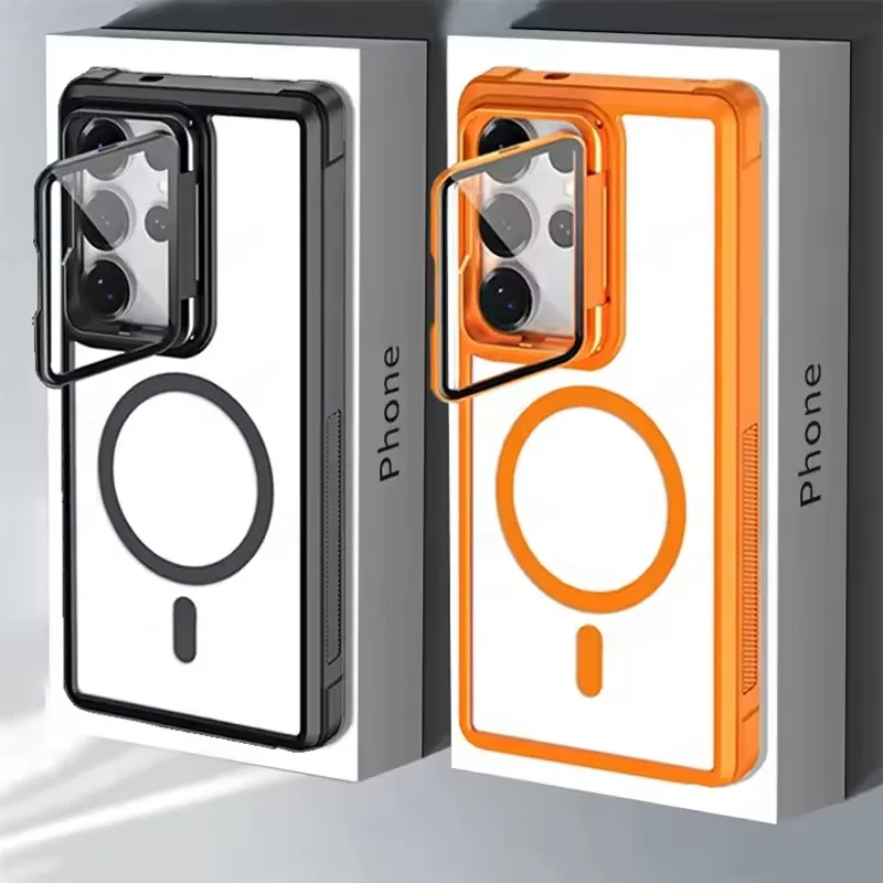 

Acrylic AG Nano Glass Invisible Bracket Case for Samsung S26 S25 S24 S23 Ultra Plus for Magsafe Cases for Samsung S25 S24 S23 FE