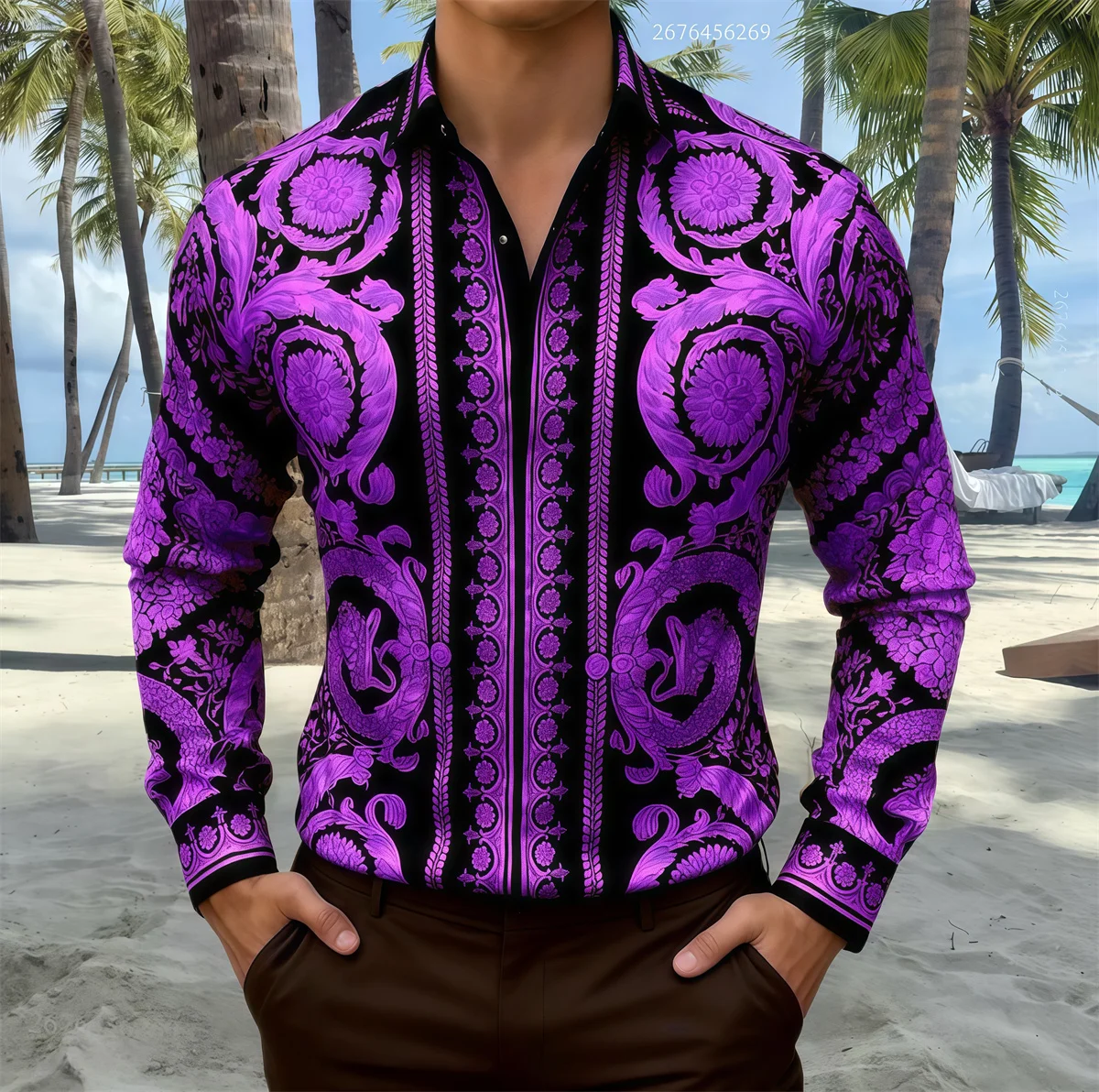 Camisa de lujo de 14 colores para hombre, camisa clásica de manga larga de negocios de alta gama, camisa estampada de alta definición, envío rápido.