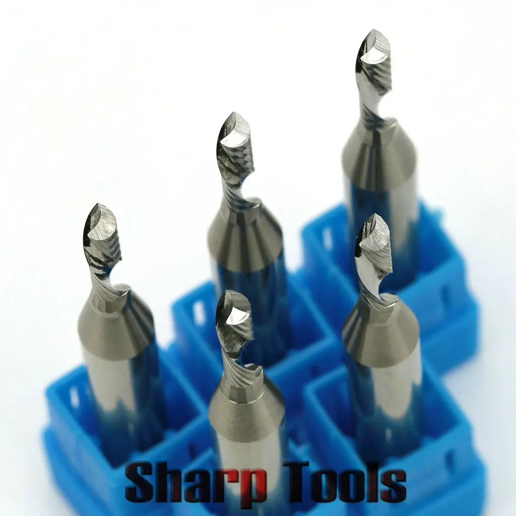 

6.35x3.175x12mm Down Cutter-Single Flute Milling Bit CNC Router Tool Spiral Carbide Micro Endmill for Wood Cutting Engraving 5pc