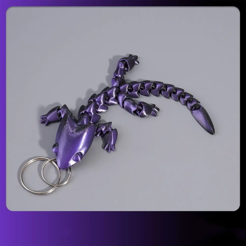 3D Printed Chinese Dragon Keychain Fidget Charms Adjustable Body Joints Pendant Funny Creative Articulated Dragon Lizard