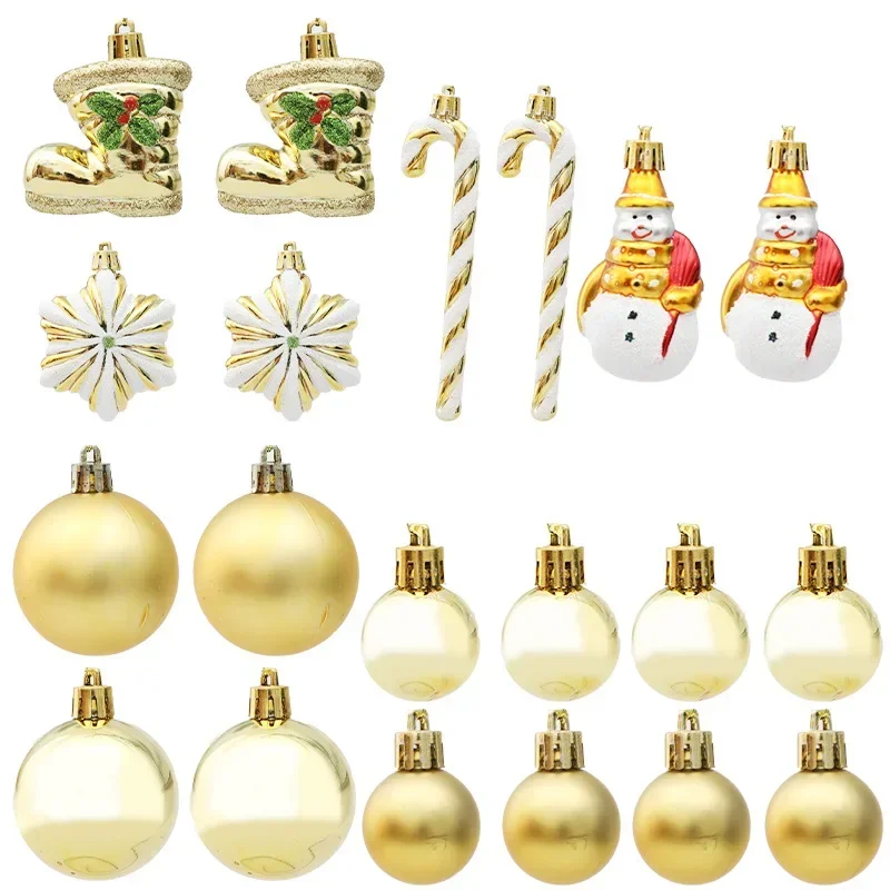 20/29pcs Christmas Ball Gold Christmas Tree Hanging Pendants Home Gifts New Year Printed Special-shaped Christmas Spheres 2023