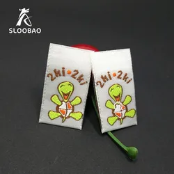 Customized Own Logo Main Tag Woven Labels Washable Clothing Labels Embossed Tags DIY Flag Labels For Garment Sewing Accessories
