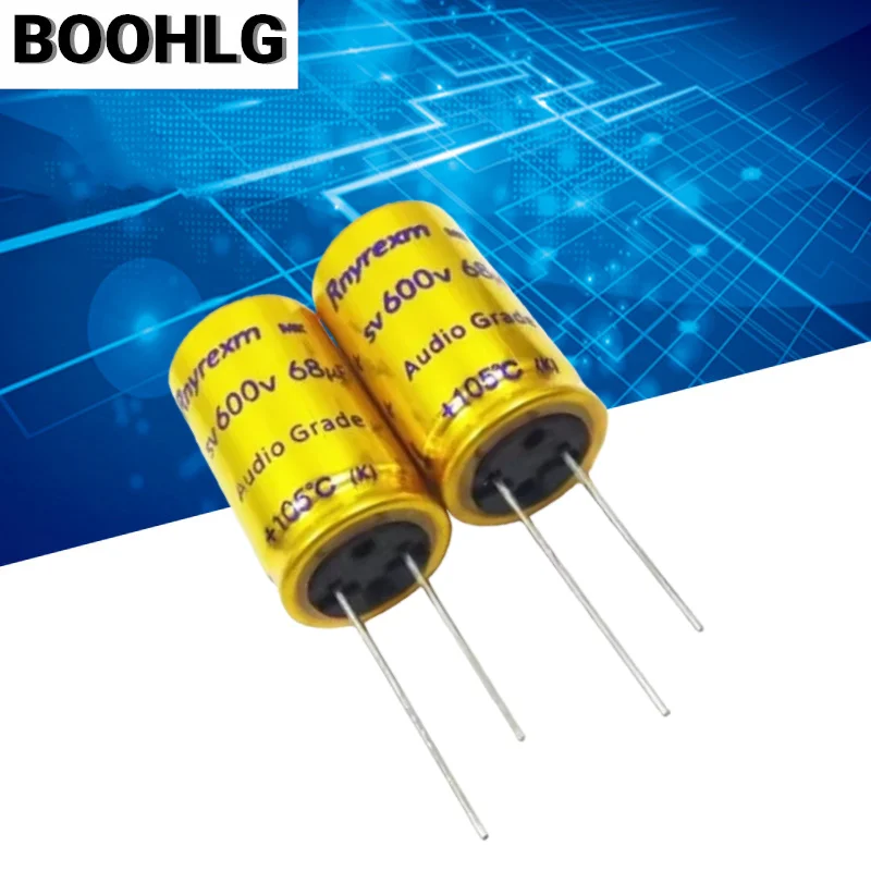 

2PCS Gold-Plated High Voltage Electrolytic Capacitor 600V 68UF 18x32mm for Tube Amplifier Power Filter