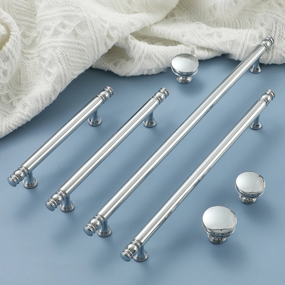 Solid Brass Wardrobe Handle Nordic Chrome-plated Gold Drawer Knob Cabinet Door Handle Kitchen Cabinet Long Handles