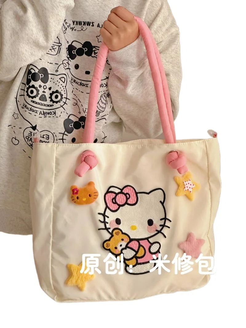 Sac à bandoulière Anime Hello Kitty pour filles, sac à main Kawaii, sac à bandoulière de dessin animé mignon, sac à dos de grande capacité, cadeaux Ins Sweet, Sanurgente, Y2K