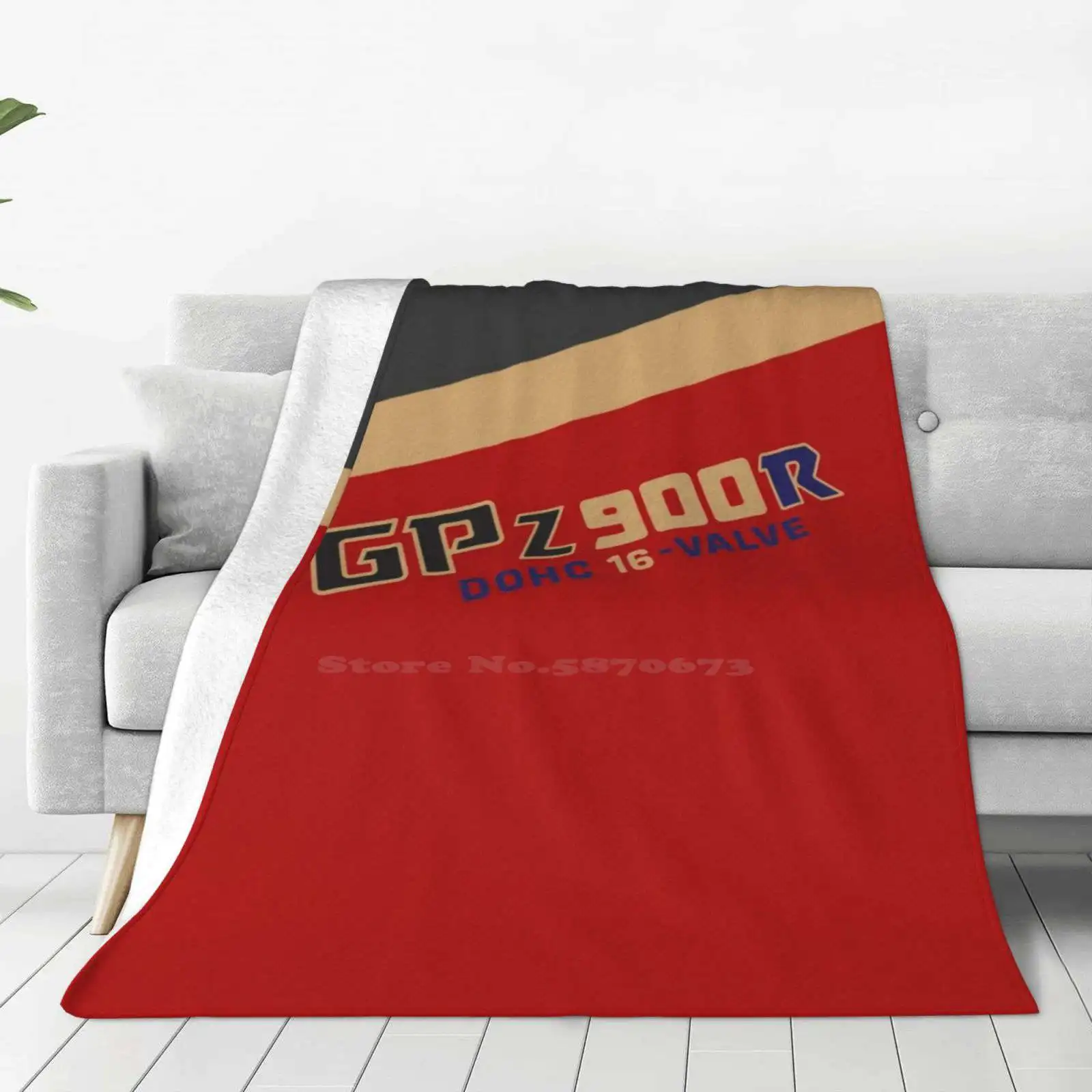 Gpz 900R Custom Made Color Spec Design With Side Emblem Dark Gray On Red Top Quality Comfortable Bed Sofa Soft Blanket Gpz 900R