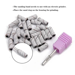 TFSCLOIN 30pcs/box Nail Small Mini Stainless Steel Sanding Bands Mandrel For Manicure Sandpaper Ring Holder Nail Drill Accessori