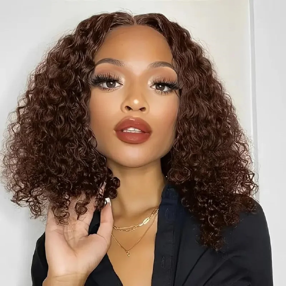 

Deep Wave Wig Brown Hair Wigs For Women Transparent Lace Front Wig Natural Hair Line Chocolate Brown Curly Hair Wigs 200 Density