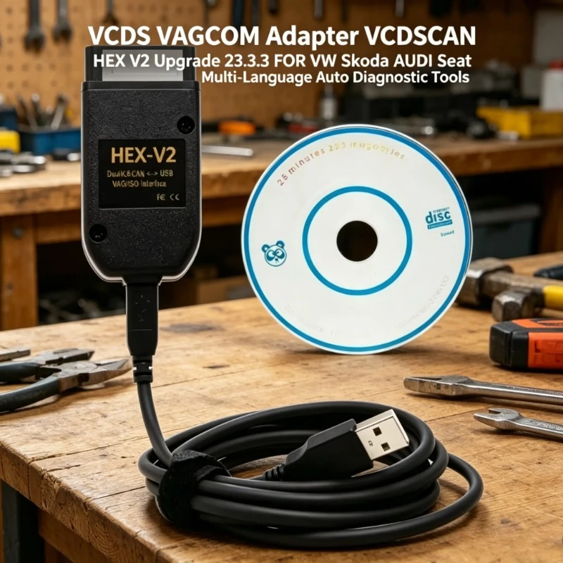 VCDS VAGCOM HEX-V2 Diagnose-Interface Unbegrenzte VINs Auto-Codeleser für VW Audi Skoda Seat Mehrsprachiger OBD2-Scanner