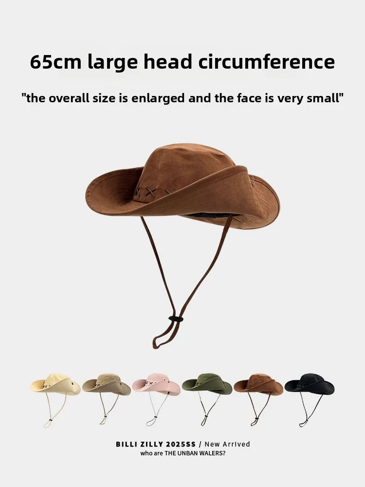 레트로 아메리칸 웨스턴 카우보이 모자 여성 여름 스파이시 걸 야외 햇빛 가리개 방수 넓은 챙 등산 낚시 모자