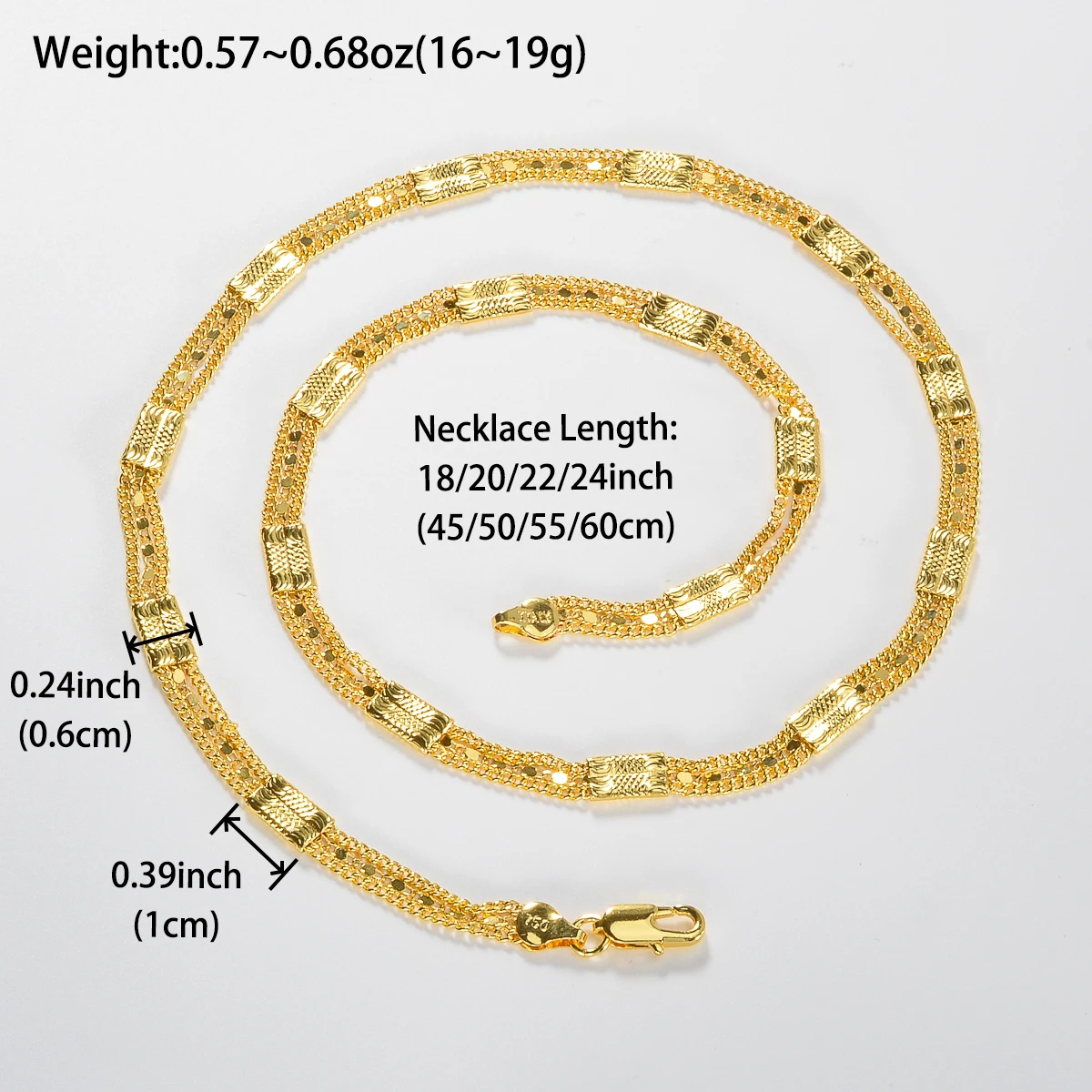 Sunny Fashion Italien 750 18 Karat vergoldete geometrische Halskette für Männer und Frauen Hip Hop Rock Schmuck Accessoires Geschenk – Detail 1