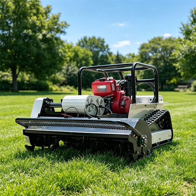 1.2m Cutting Width Di esel Crawler Remote Control Flail Mower, Multi-Terrain Weeding Machine for River Embankment