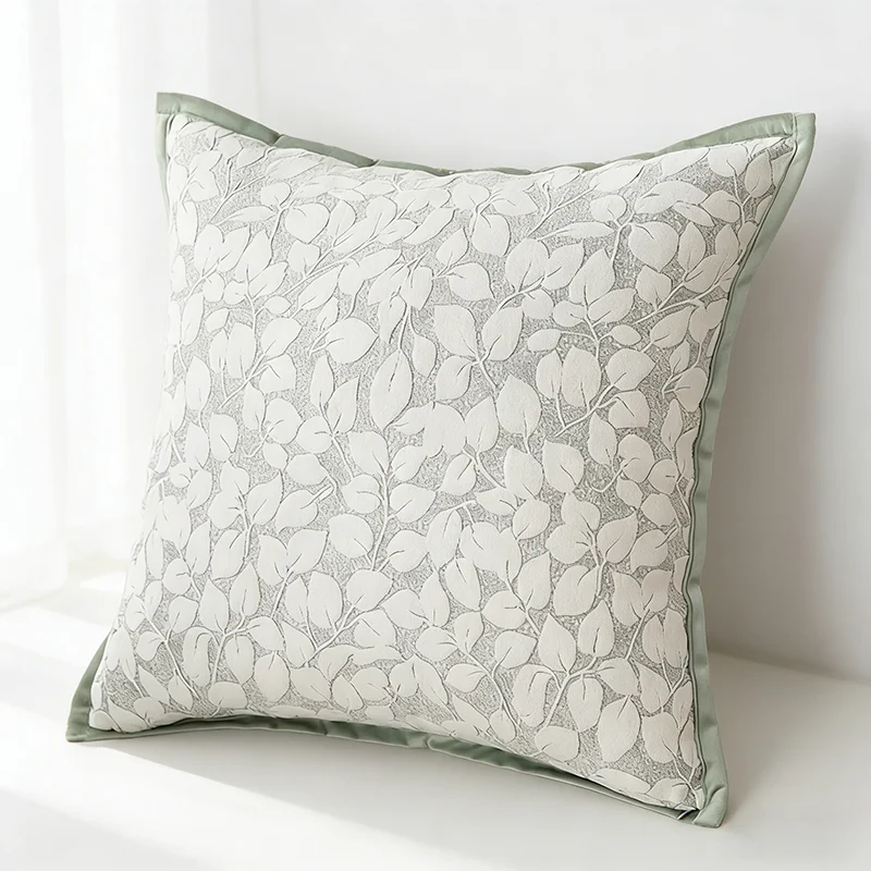 

Modern Embossed Floral Cushion Cover Sage Green Jacquard Throw Pillow Case for Couch Living Room Decorative Aesthetic Home Decor