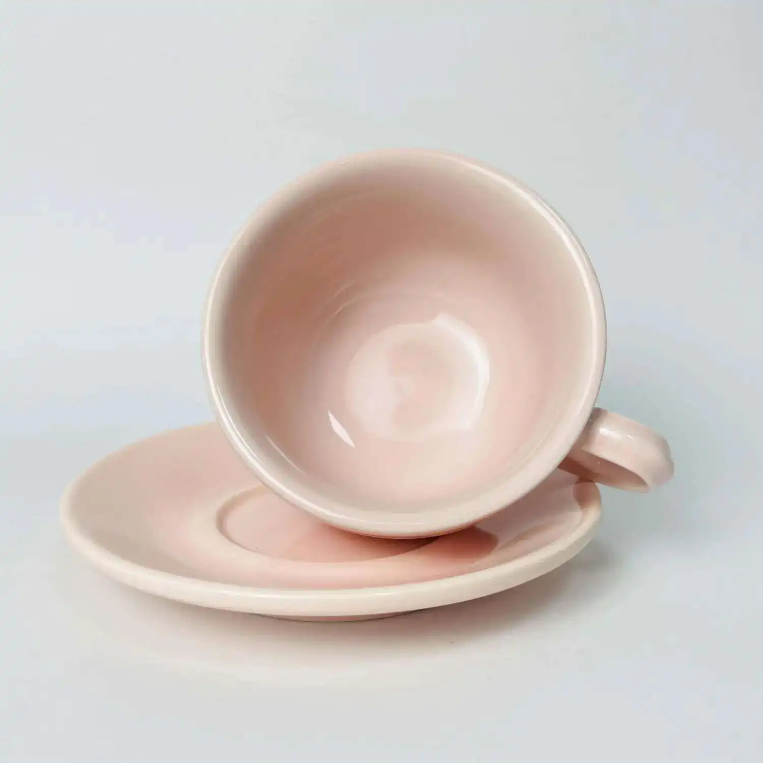 Capacity Round Mouth Cappuccino Pink Cup 280ml Nespresso Cups Special Latte Coffee Cup Porcelain Coffee Cups Set For Girl's Gift
