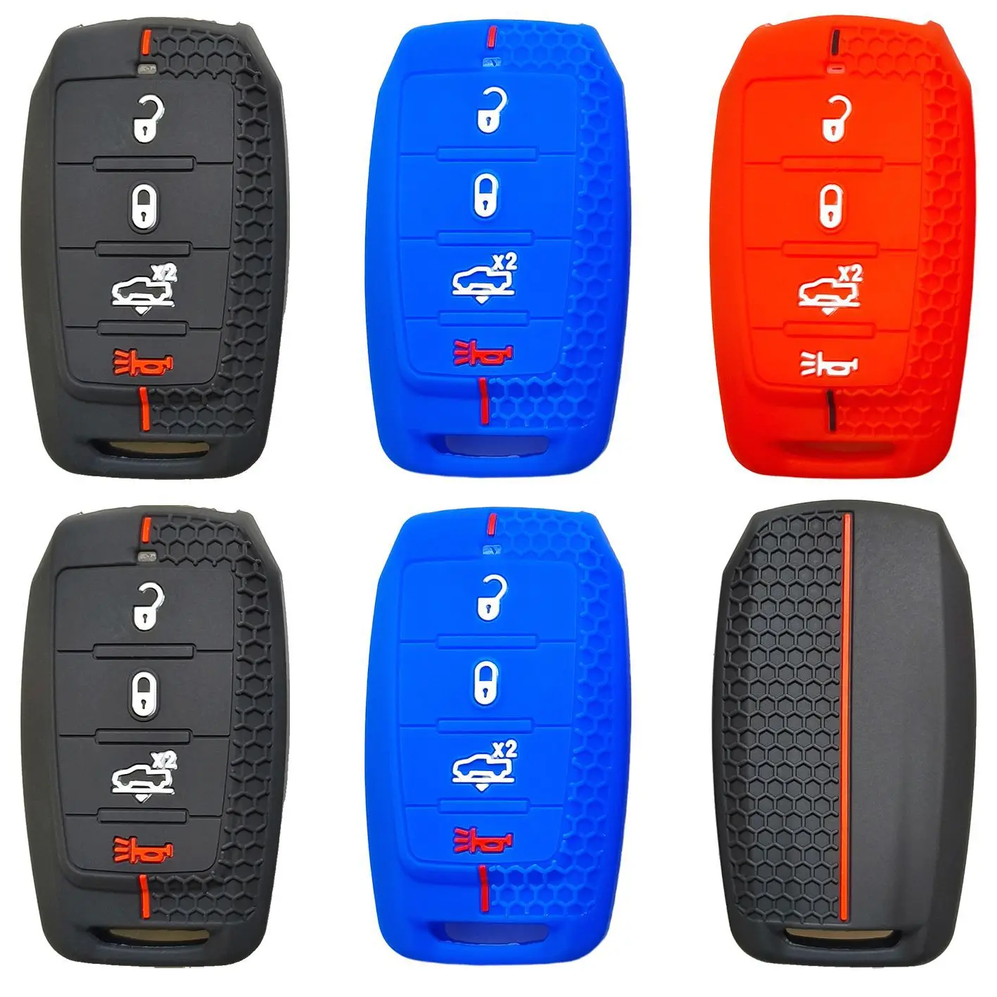 

Suitable for Dodge Ram RAM1500 Challenger Tyrannosaurus RAM Pickup Intelligent 4-Key Silicone Keycase Honeycomb