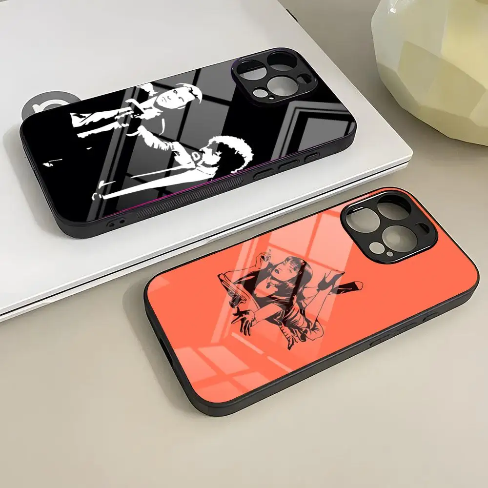 Moive P-Pulp F-Fiction Phone Case For IPhone 18 17 Air 16 E Pro Max 15 14 13 Mini 12 Pro 11 Max Plus Black Glass Cover